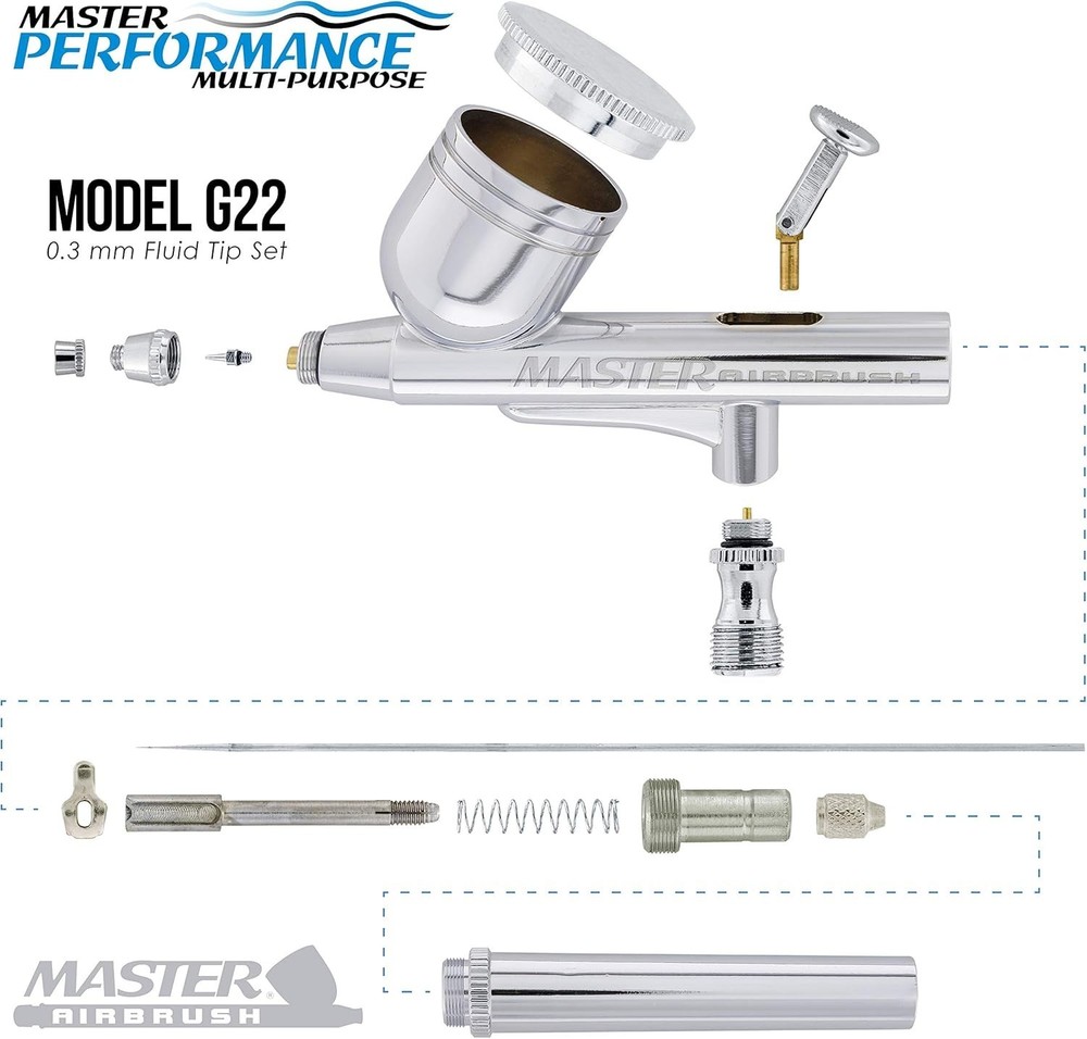 Professional Airbrush Kit - Includes Compressor, Fluid Cup & Hose for Beginners