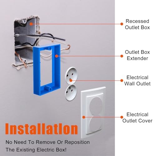 6Pcs 1/2" Single Gang Outlet Box Extender Electrical Box Extender with Blue