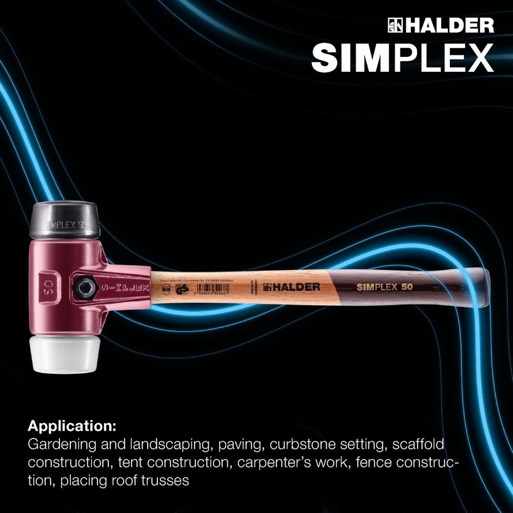 Halder 3027.040, Simplex Mallet with Black Rubber & Superplastic Inserts