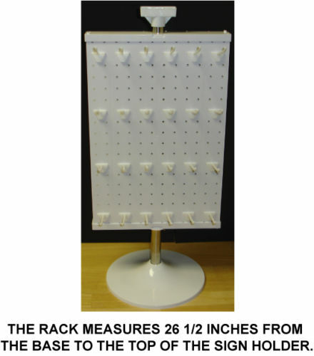 2 Sided Plastic White Counter Top Peg Board Spinner Rack Display with Hooks
