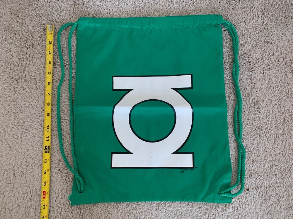 GENUINE LICENSED Green Lantern Logo Drawstring Backpack Sackpack 17"x14"
