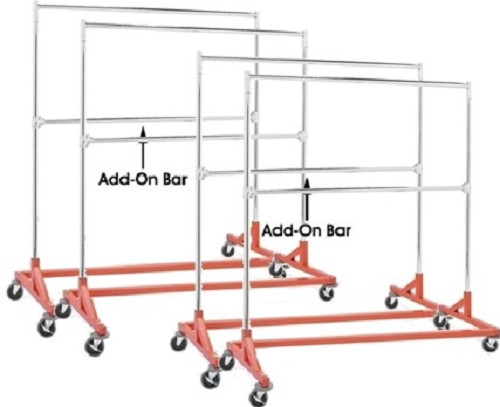 Commercial Grade Double Bar Rolling Z Rack with Nesting Orange Base (SET OF 4)