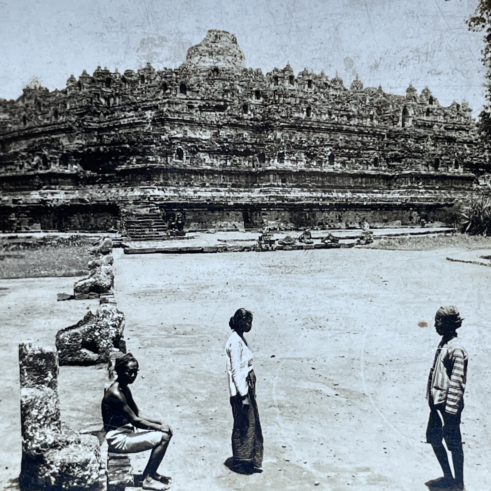 Antique 1910s Borobudur Temple Mageland Indonesia Stereoview Photo Card P2017