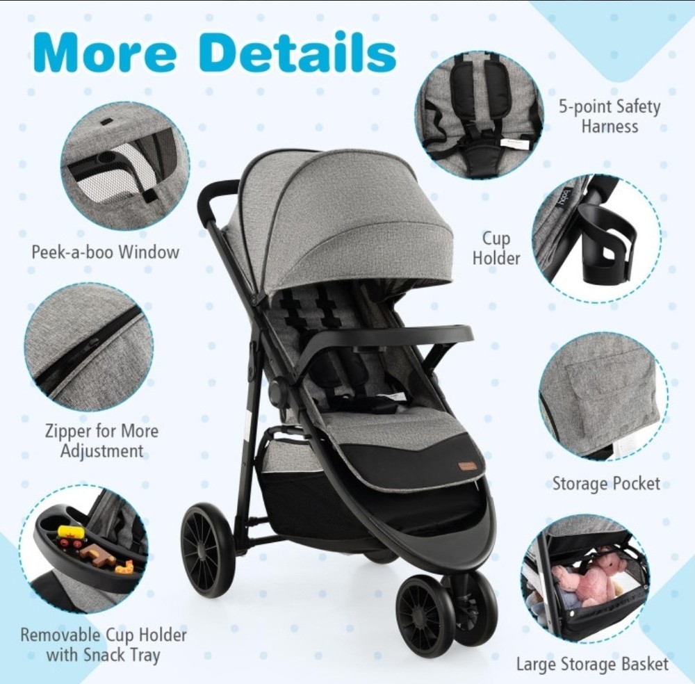 Baby Jogging Stroller With Adjustable Canopy