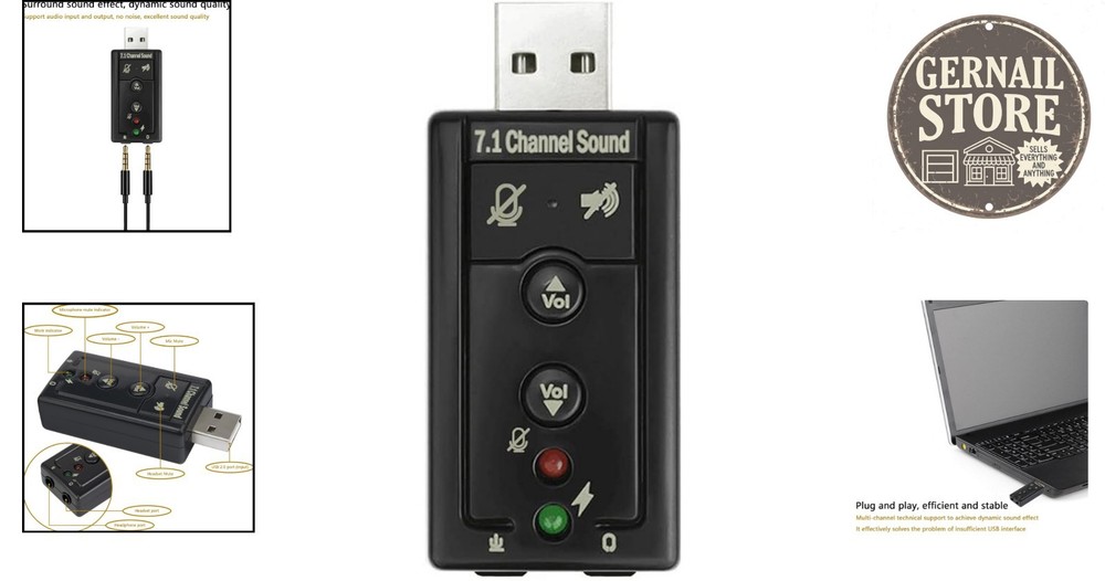 Compact 7.1 USB Audio Adapter - Crisp Sound & Multiple Platform Compatibility