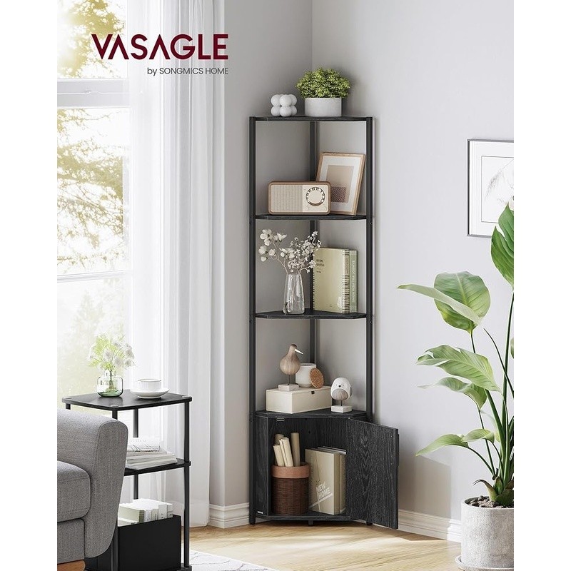 Sturdy Corner Shelf Unit W/ 4 Open Shelves Easy Assembly Space Saving Design New