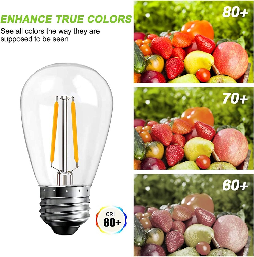 LED bulbs S14 E26 Outdoor Edison lights 2W (25Pack)for String Light Replacement