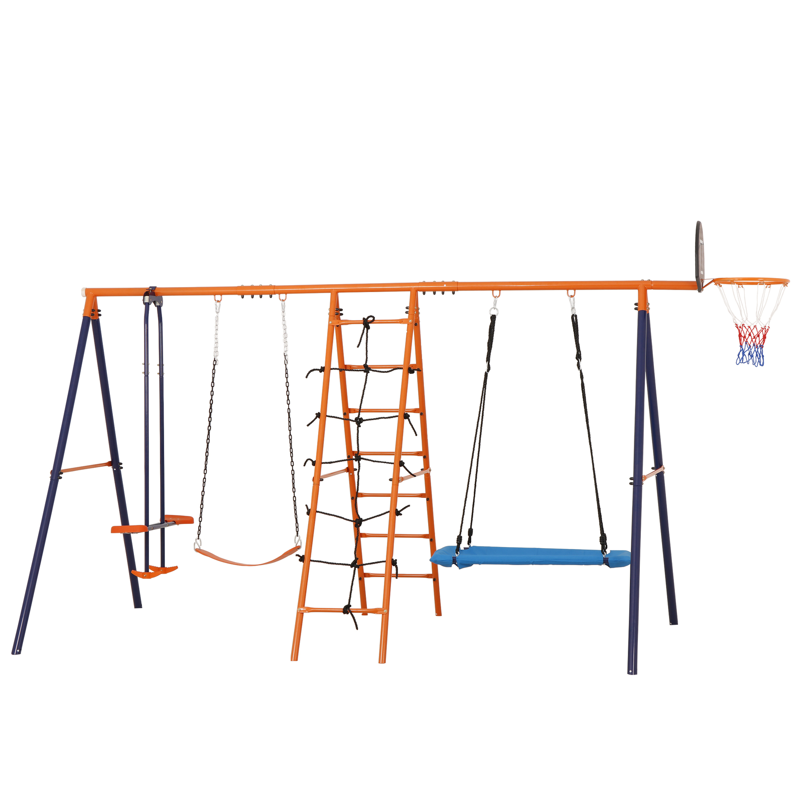 6-in-1 Swing Sets for Backyard Multifunction Metal Playground Swing Set for kids