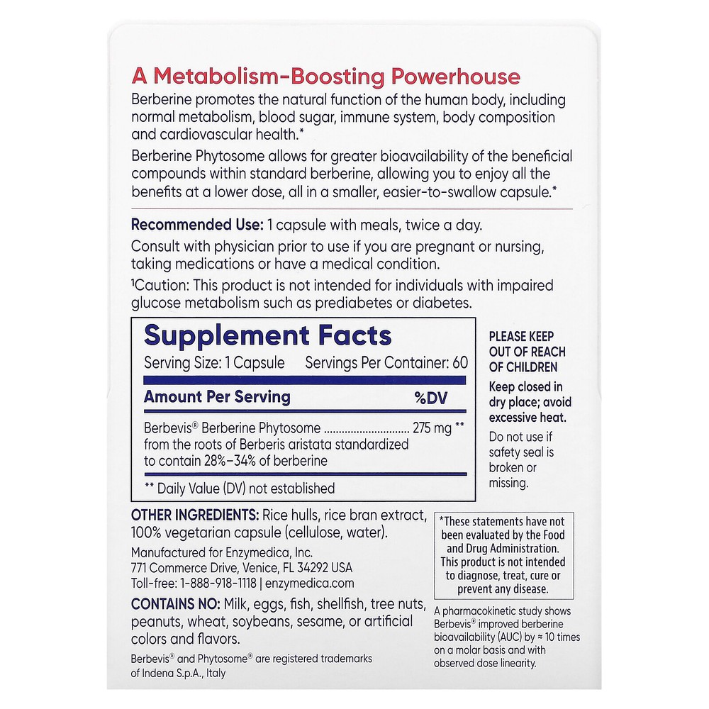 Berberine Phytosome, 60 Capsules