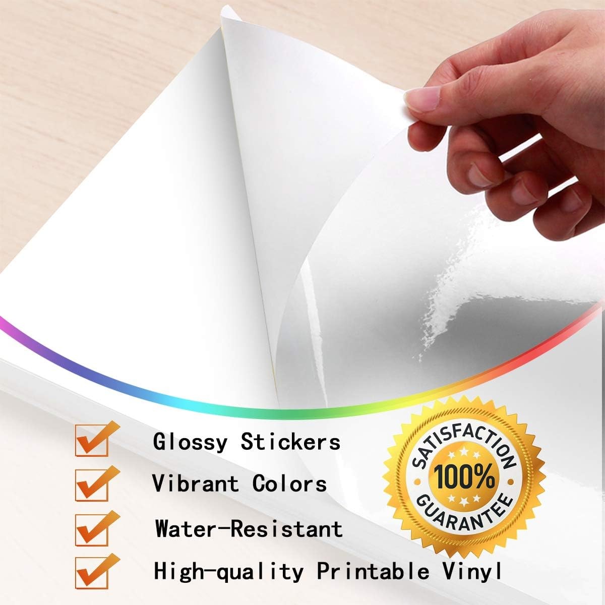 20 Printable Vinyl Sticker Paper 8.5x11 Glossy Waterproof Decal for Laser Inkjet