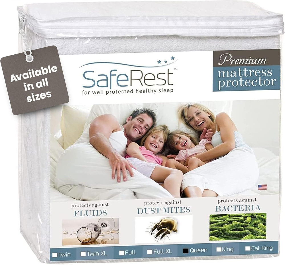 Waterproof Queen Size Mattress Protector - Fitted with Stretchable Pockets - Mac
