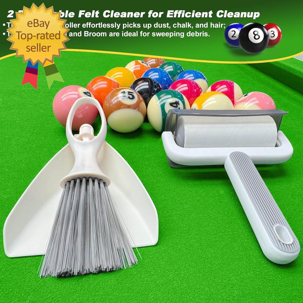 Billiard Pool Table Accessories Kit: 10 Piece Set with 2 Pool Table Brushes