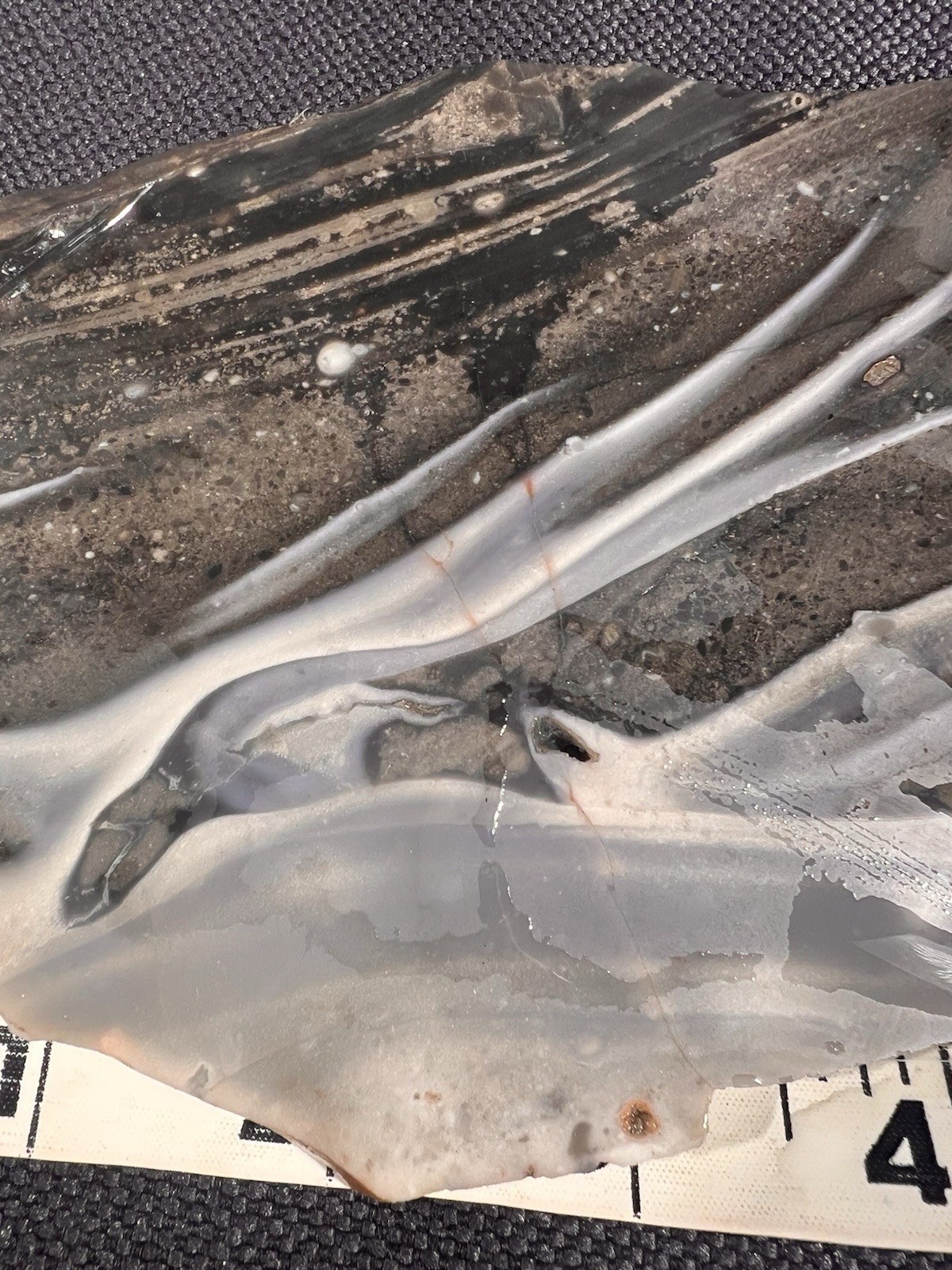 Sarape Jasper Slab 246.6g Mexico, beautiful white/blue/black shades, banded