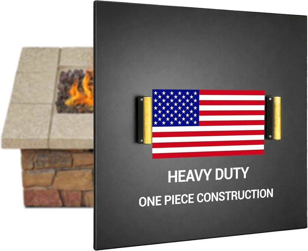 FEBTECH 30" Square Fire Pit Snuffer Lid for 28" FirePit with Wooden Handles