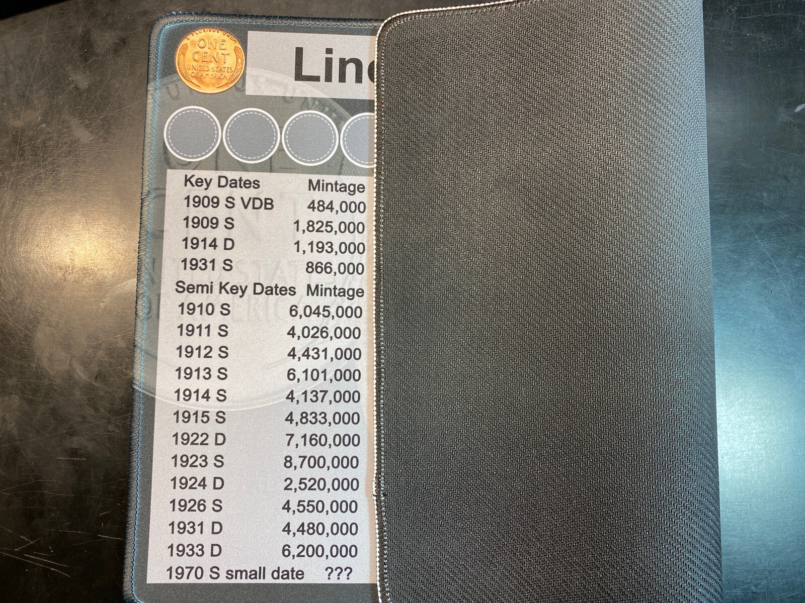 11" X 17" Penny Coin Roll Hunting Mat - Rubber Backed and Safe for Coins!