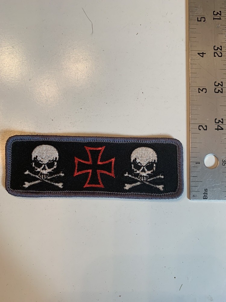 Iron Cross With Skulls Patch Motorcycle