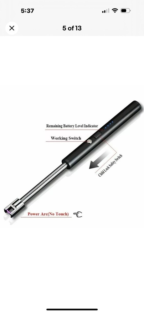 Electric Lighter Arc USB Rechargeable Candle BBQ Electronic Windproof Kitchen