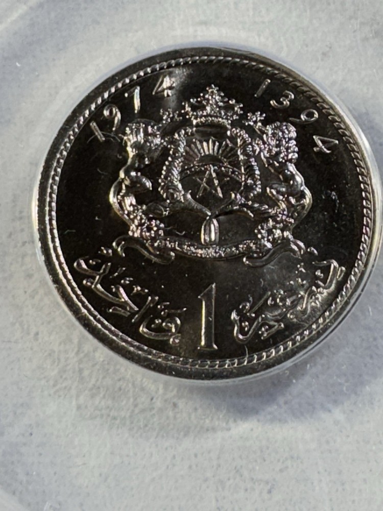 1974 Morocco 1 Dirham Graded MS 66 by ANACS