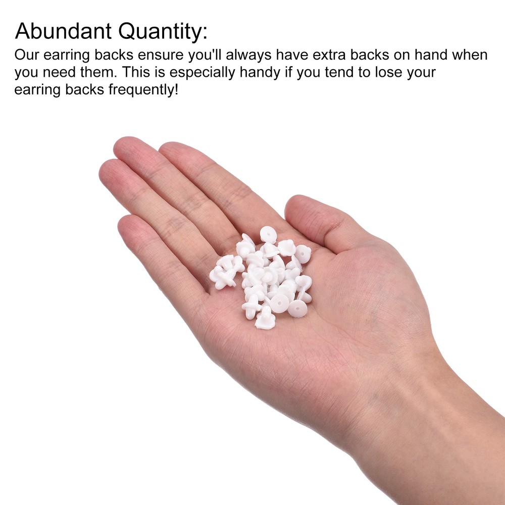 Earring Backs, 50pcs - Silicone Soft Earring Backs for Studs (White,8mm)