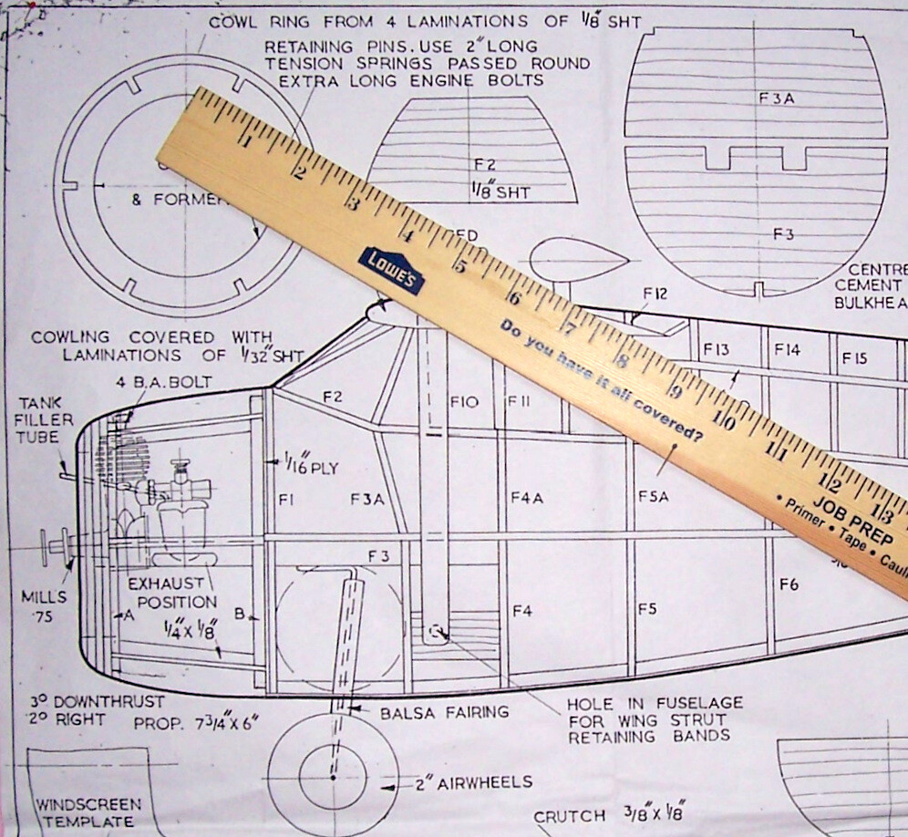Aeromodeller CURTISS OWL PLAN + PATTERNS for a 41" Span FF Scale Model Airplane