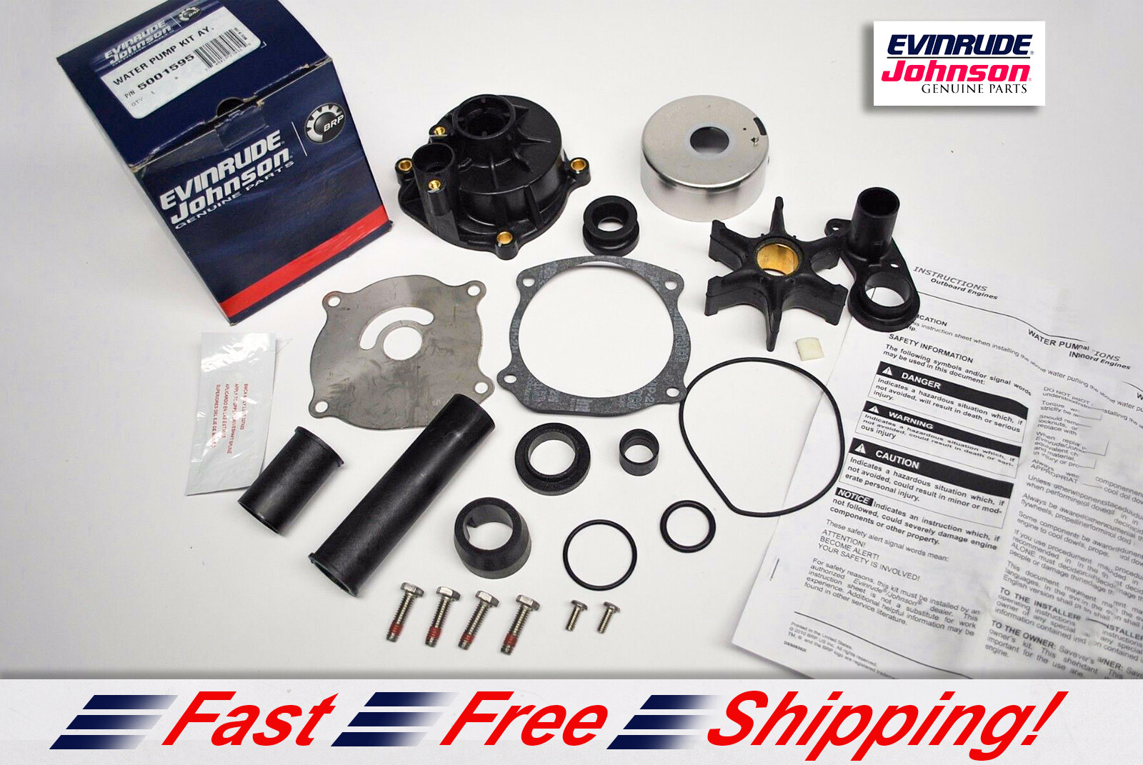 New Johnson Evinrude OEM Outboard Water Pump Kit 5001595 w Housing BRP/OMC