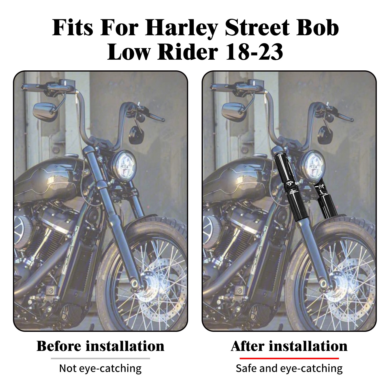 Gloss Front Fork Upper Lower Covers Cap For Harley Softail Street Bob FXBB 18-24