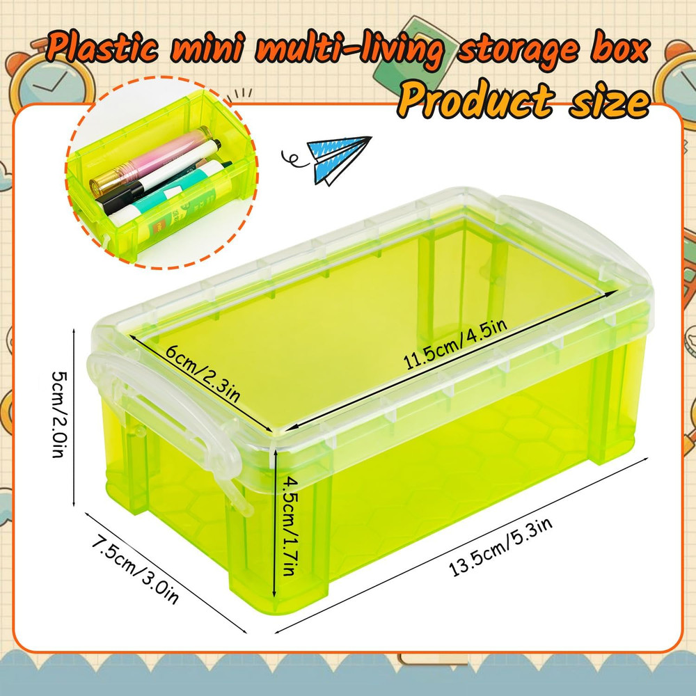 6Pack Colorful small plastic containers, 5.3" X 3.0" X 2.0" Stackable Mini Stora