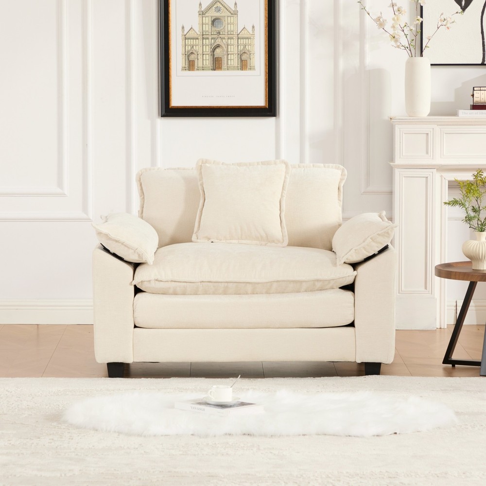 Modern Cloud Sofa Single Sofa Comfy Double Layer Upholstered Seat Cushion Couch