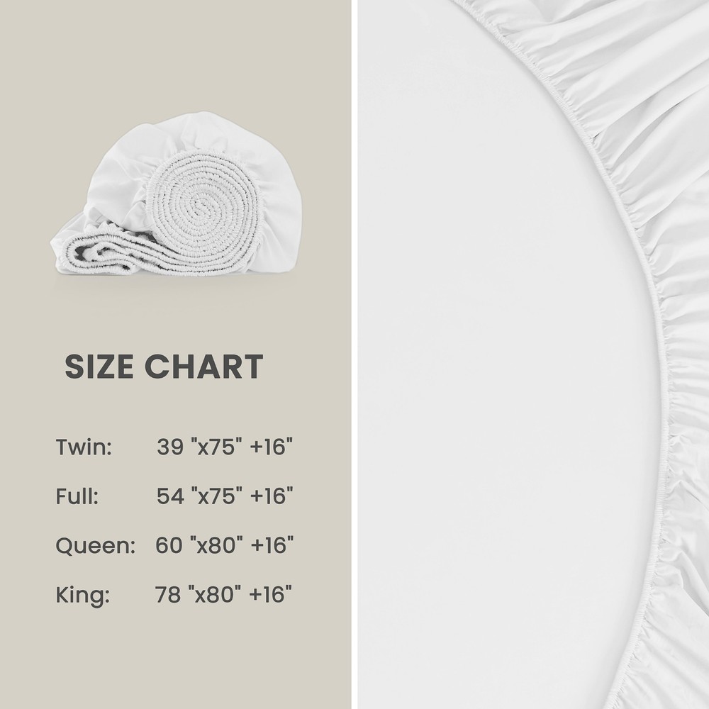 Hotel Quality Bed Sheets Bulk Packs, White Flat Sheets Deep Pocket Fitted Sheet