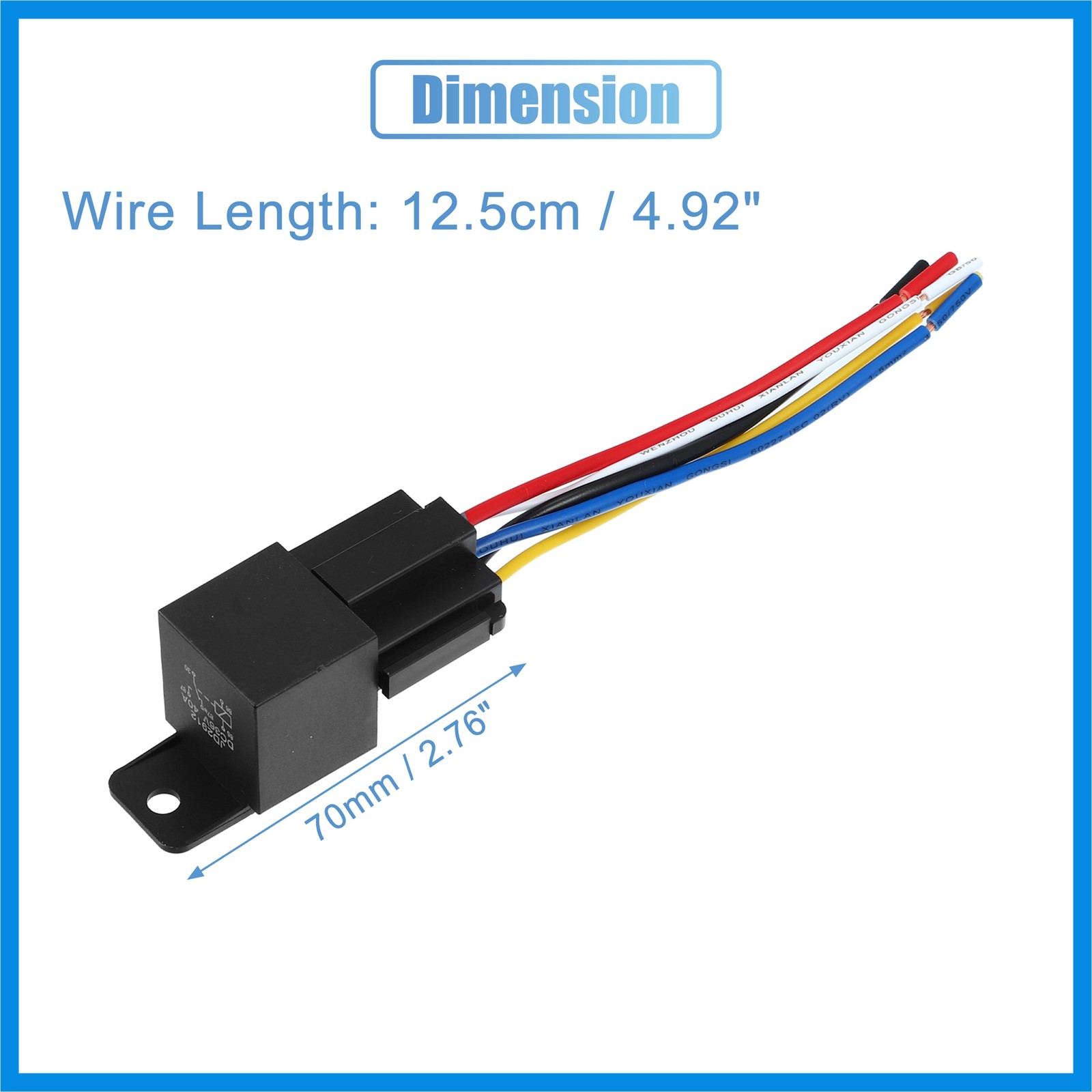 DC 36V 40A SPDT Automotive Relay 5 Pin 5 Wires with Harness Socket Plug