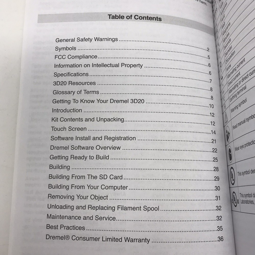 Dremel DigiLab 3D20 3D Printer Idea Builder Operating Safety Instructions Only