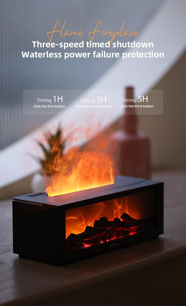 Flame Fireplace Humidifier Aromatherapy Essential Oil Diffuser with LED Light US