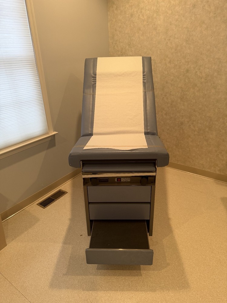 Midmark Ritter 104 Exam Tables, powered w/step-stool, storage and side stool.
