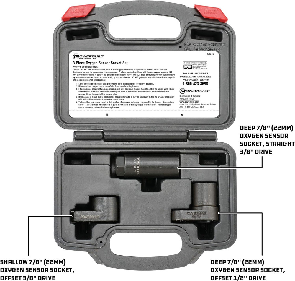 648625 Oxygen Sensor Socket Set, Black