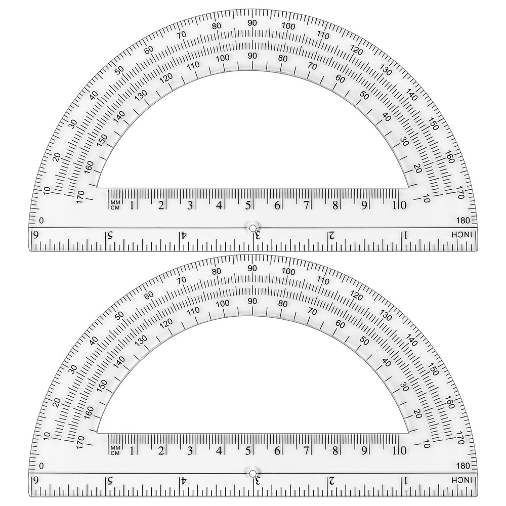 Unjoo Plastic Protractor Math Protractors 180 Degrees for Geometry Classroom ...