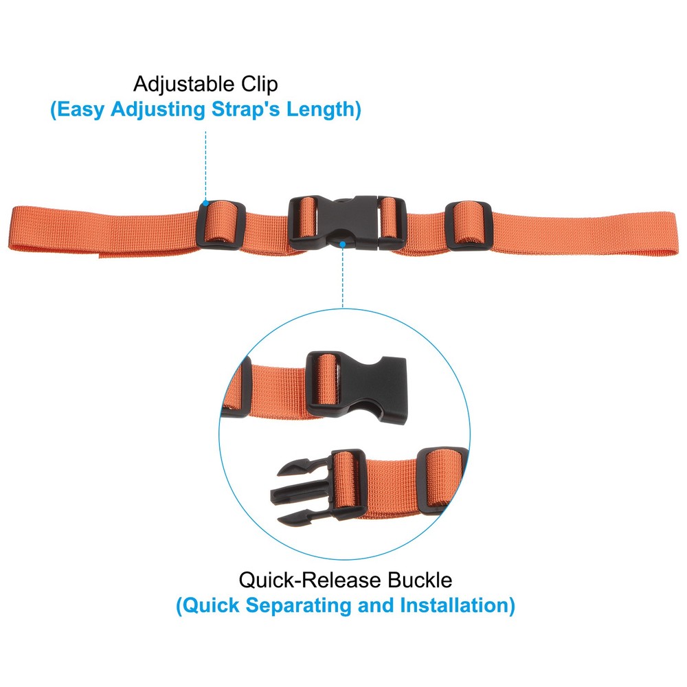 2Pcs Backpack Chest Strap Set Strap with Quick-Release Buckle, Sky Blue,Orange