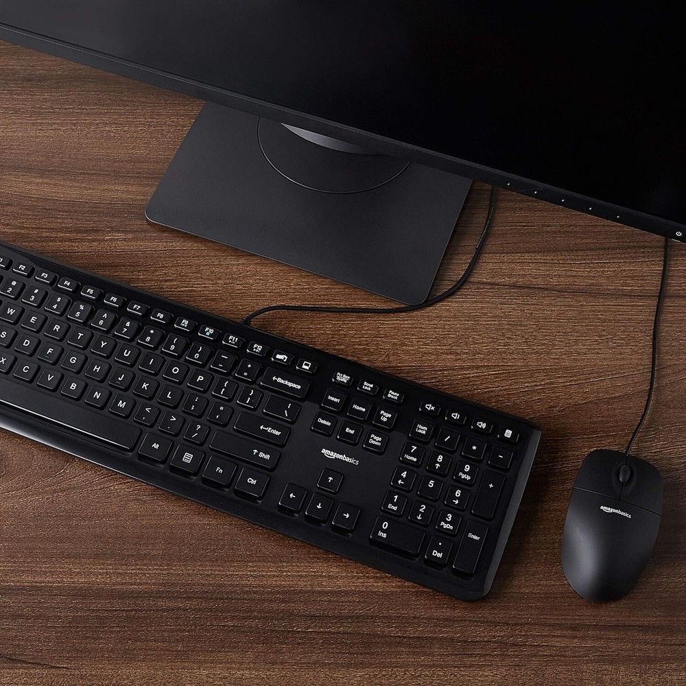 NEW - AMAZON BASICS WIRED KEYBOARD AND MOUSE COMBO