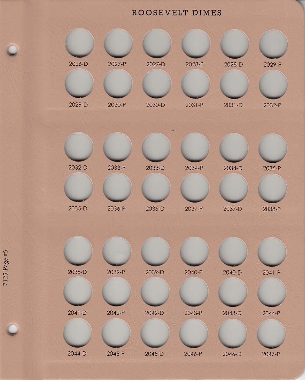 Dansco 7125 Album Replacement Page 5 Roosevelt Dimes Coins 2026 D - 2047 P New