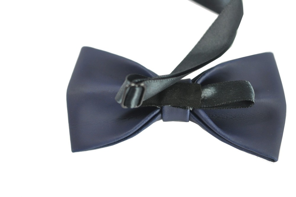 New Men Navy Deep Blue Classical PVC Solid Shining Leather Bow Tie Wedding Party