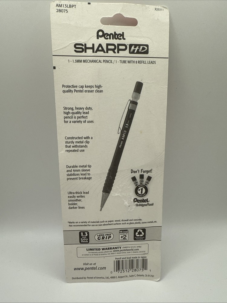 Pentel Sharp HD Drafting Mechanical Pencil 1.3mm W/Lead Dk Blue Drawing Drafting
