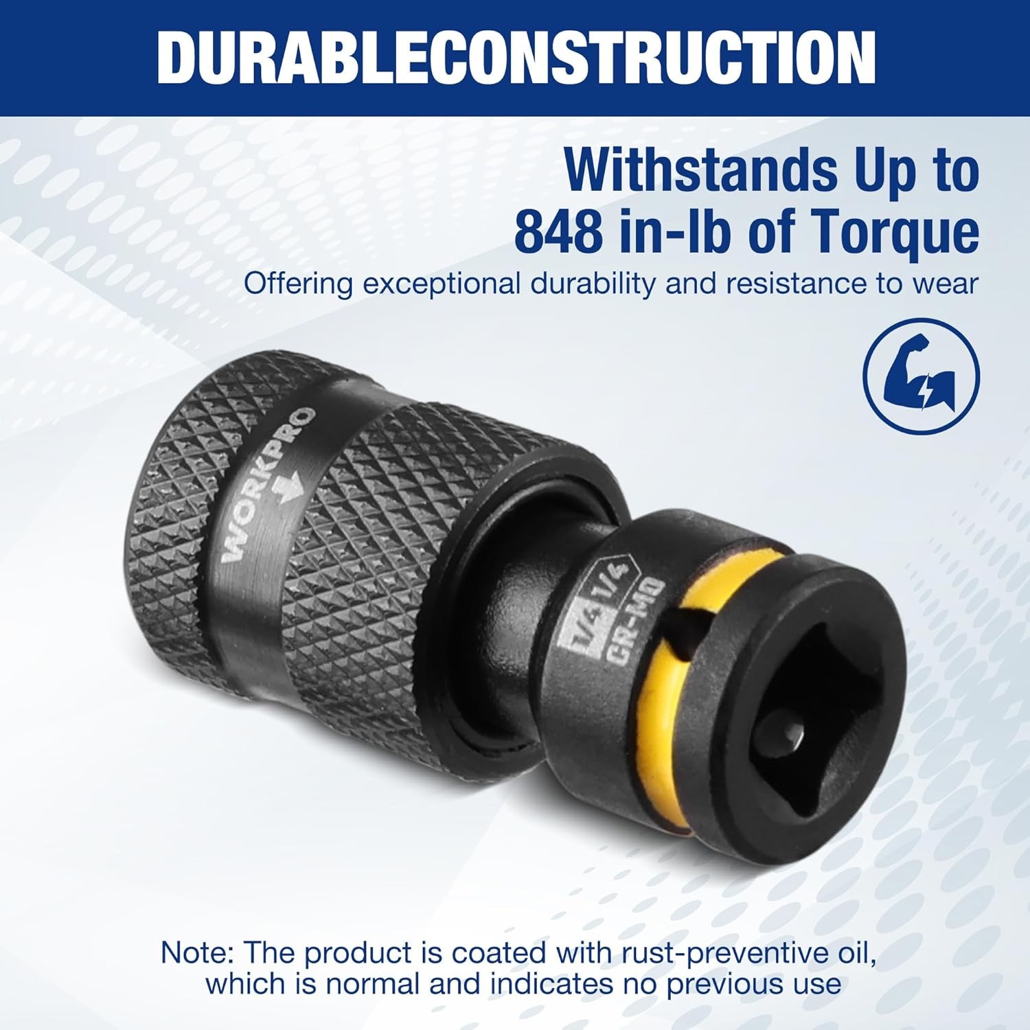 WORKPRO 1/4" Square to 1/4-in Hex Quick Release Impact Socket Adapter Bit Holder