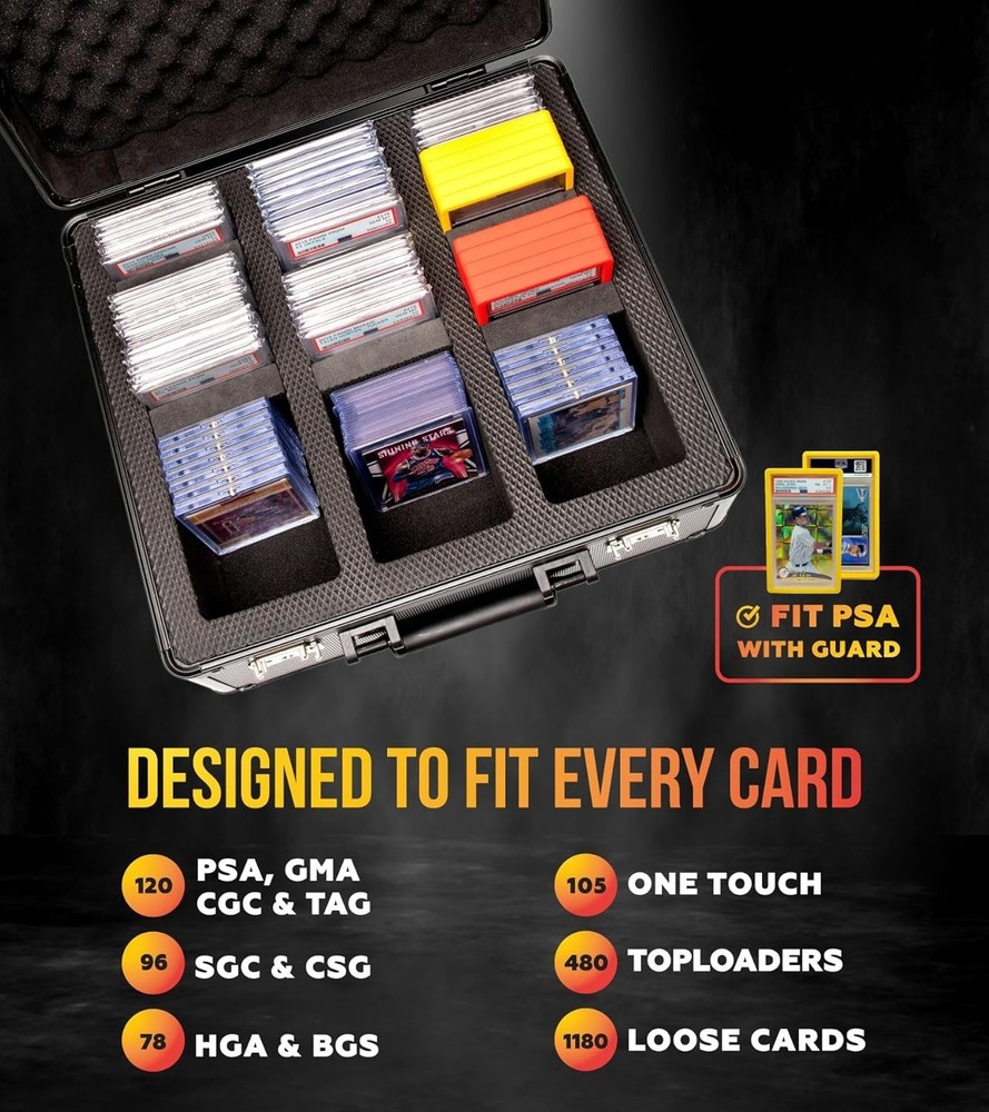 Baseball Card Briefcase with PSA Slab Storage-