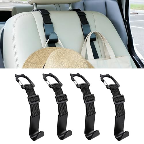 Adjustable 4-Pack Car Headrest Hooks Cute Cat Pattern Universal Seat Back