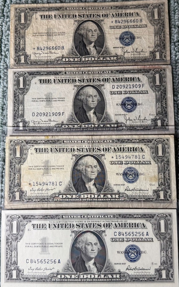 1935D SILVER CERTIFICATE & STAR NOTE & 1957 CU & STAR NOTE SILVER CERTIFICATE