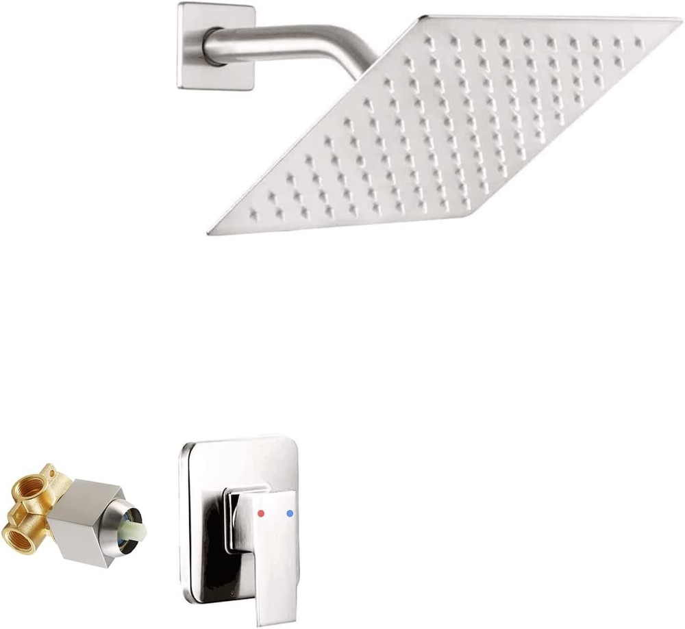 Complete Shower Trim Kit with 8-Inch Metal Head and Adjustable Angle Function