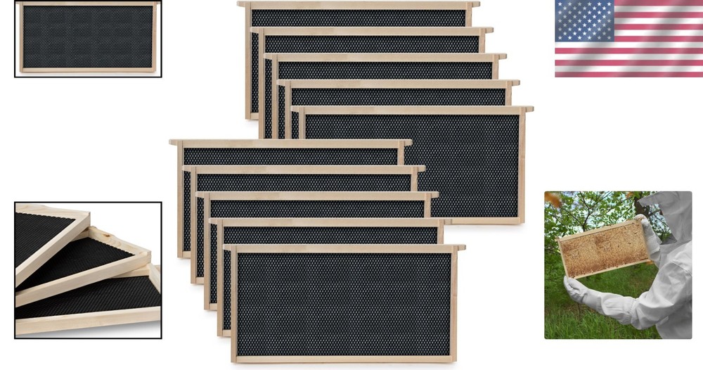 10-Pack Beehive Deep Frame Kit for Langstroth Beekeeping - Unassembled & Durable