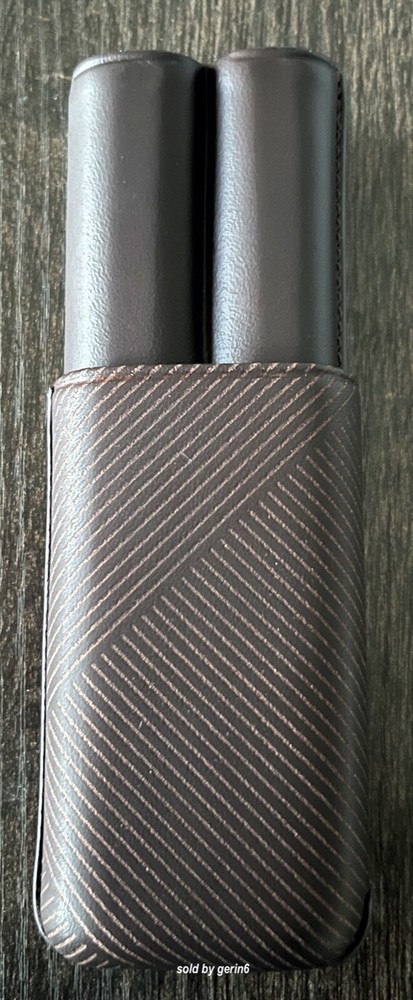 Davidoff Brown Leather Leaf Pattern Double Cigar Case / Pouch 105585
