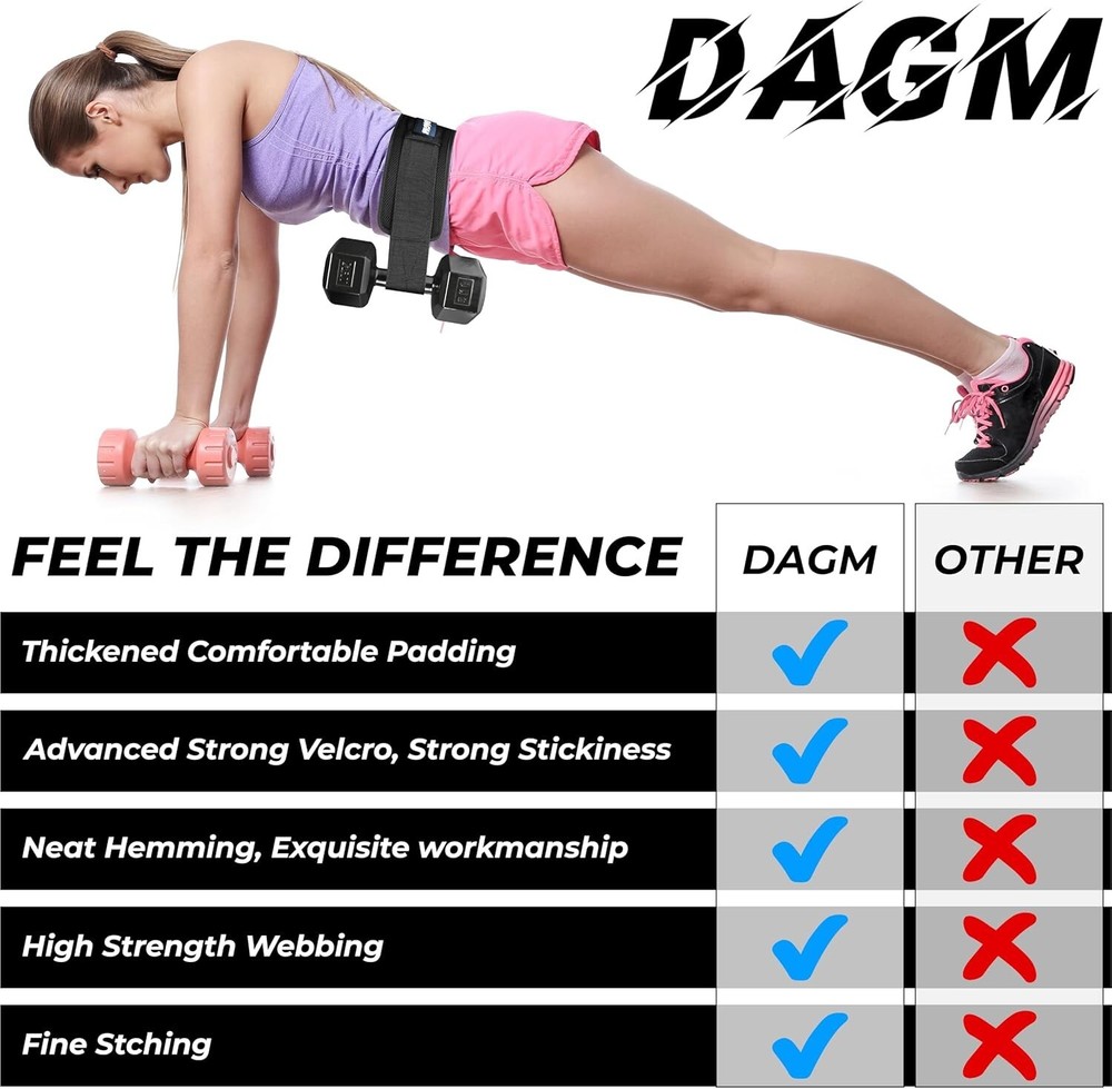 DAGM Hip Thrust Belt, Secure Glute Trainer with Non-Slip Extra Padding...B2