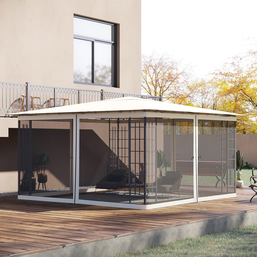 13.1' Square Gazebo Sidewalls – Black Mesh Net, Zip Closure, Polyester