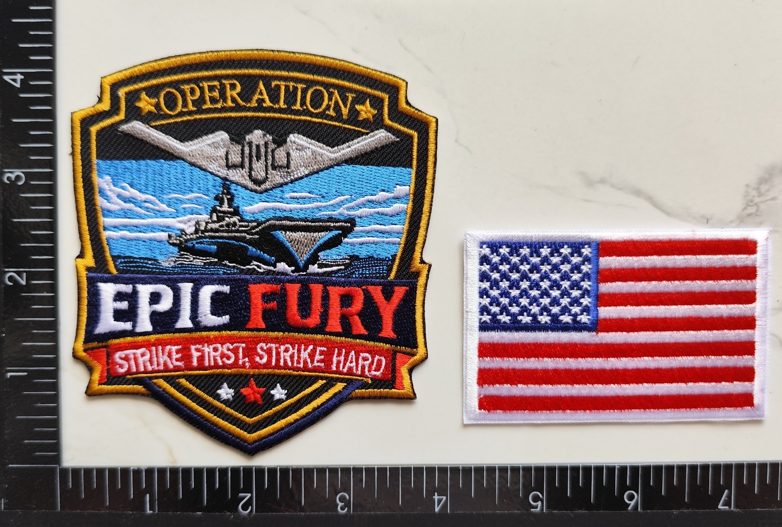Operation Epic Fury sew on patch with Usa flag